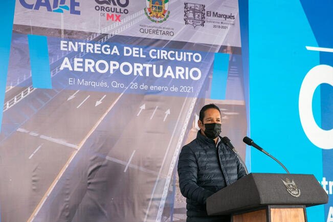 Gobernador de Querétaro entrega Circuito Aeroportuario, en el tramo de El Marqués