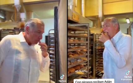 Video. Adán Augusto entra a una panadería de Querétaro, prueba y se va sin pagar