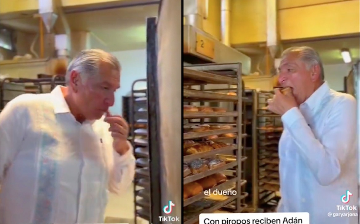 Video. Adán Augusto entra a una panadería de Querétaro, prueba y se va sin pagar