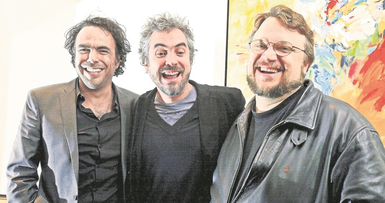 Los directores: Iñárritu (El renacido, 2015), Cuarón (Gravedad, 2013) y Del Toro (La forma del agua, 2017).