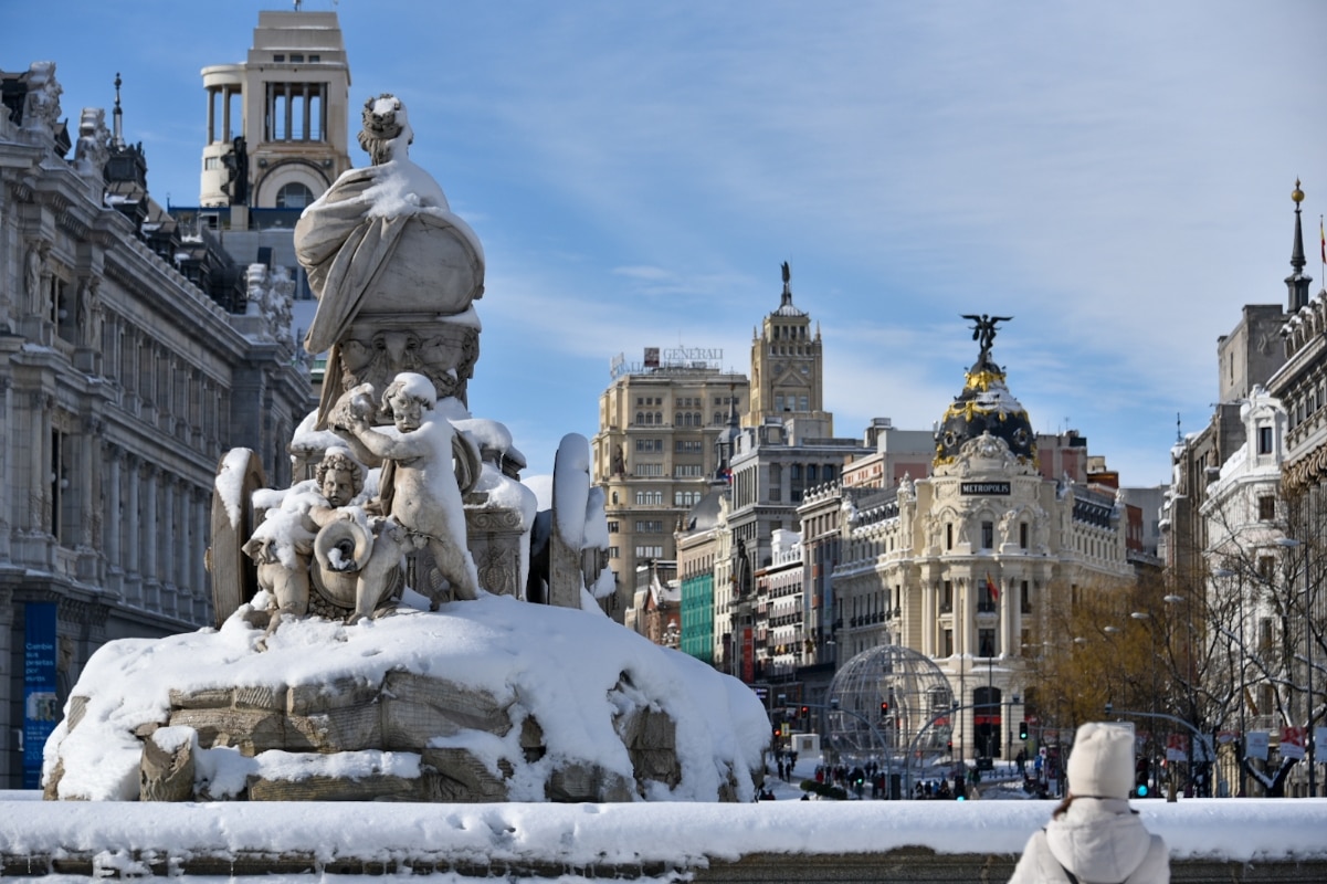 Madrid, en el caos. La nieve paraliza a la capital de España