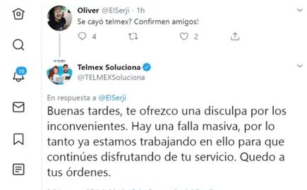 Reporta Telmex falla "masiva" en servicio de internet