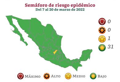México casi se pinta de verde; Querétaro el único estado en semáforo amarillo del Covid