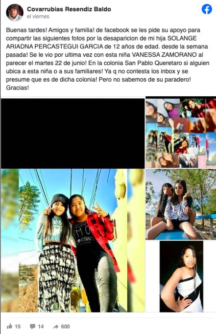 Internautas buscan a Solange Ariadna; fue vista por última vez en Querétaro 