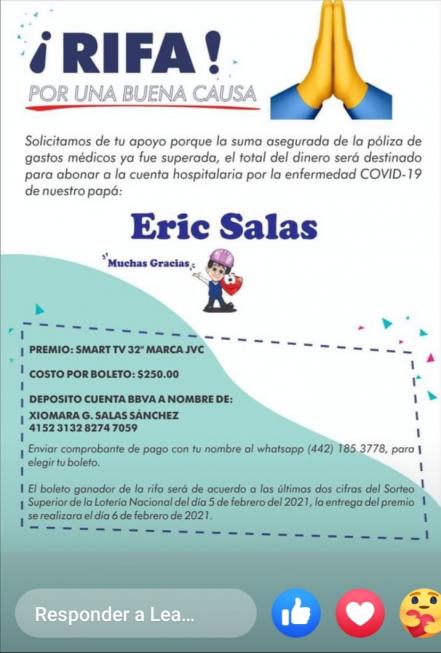 Arman rifa para costear gastos médicos de Eric Salas, exdiputado del PAN 
