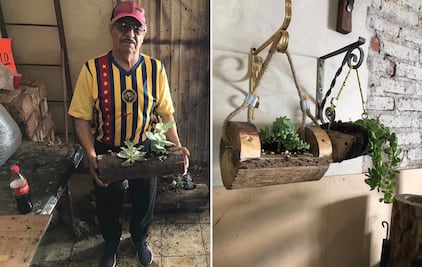 Abuelito se gana la vida haciendo macetas y vendiéndolas en redes sociales