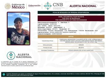 Buscan a Ángel Giovanni, adolescente desaparecido en Querétaro
