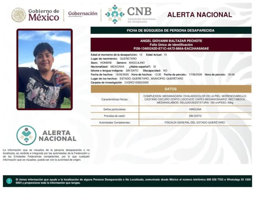 Foto. Facebook Comisión Local de Búsqueda de Personas del Estado de Querétaro