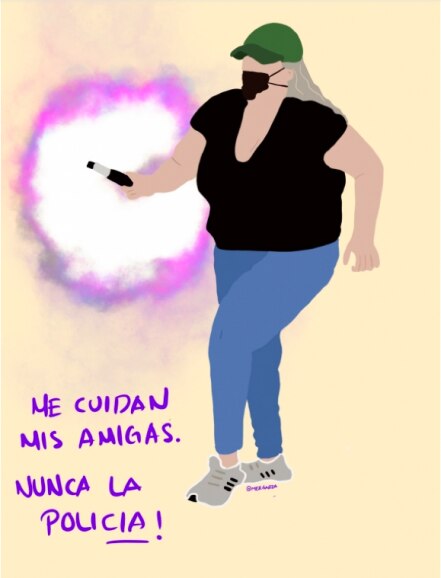 "La Reinota", alaban en redes a la mujer que regresó una bomba de humo a policías el 8M