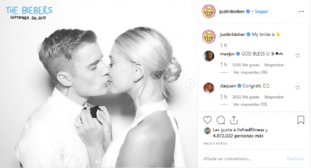 Difunden primeras fotos de la boda de Justin y Hailey Bieber