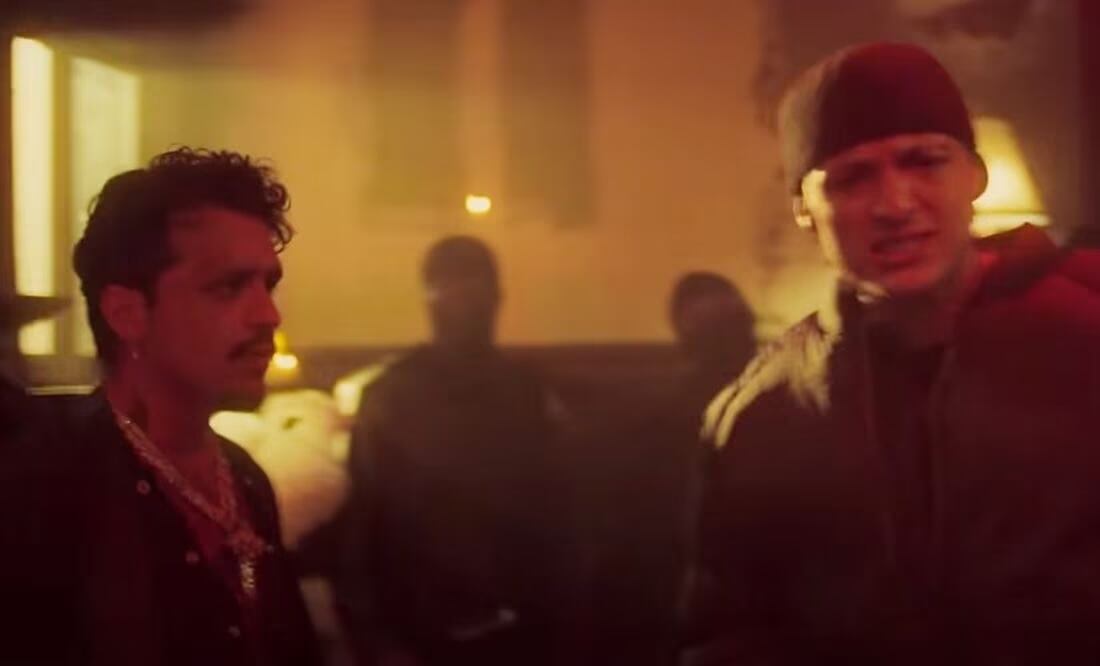 Christian Nodal y Peso Pluma en el video de su canción "La Intención". FOTO: tomada de YouTube