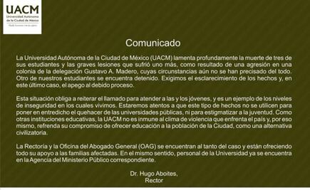 Matan a tres estudiantes de la Universidad Autónoma de la Ciudad de México