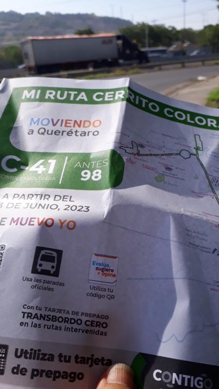 La ruta 98 cambia de nombre; el camión te lleva a Cerrito Colorado, en la capital de Querétaro 