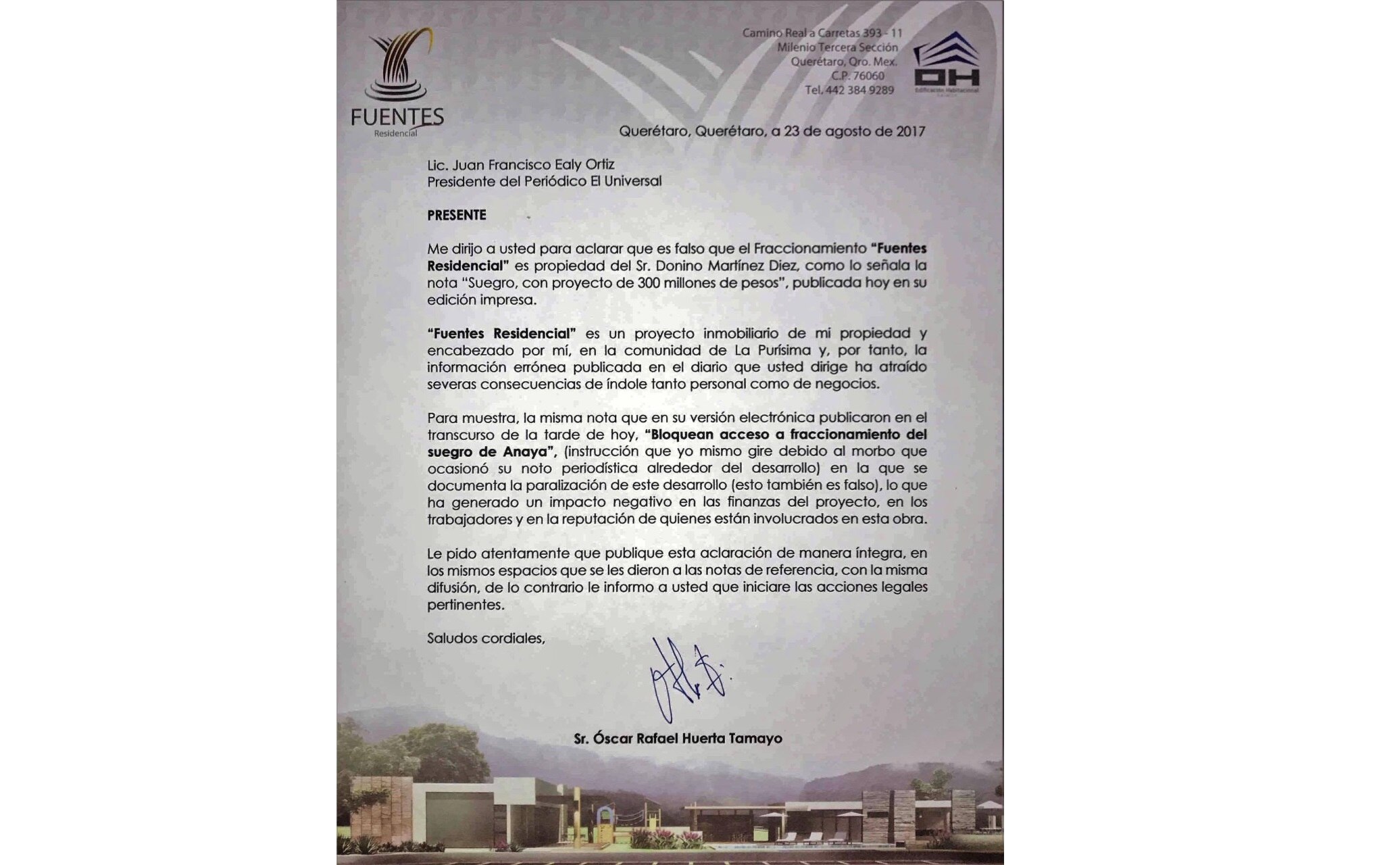 Predio del suegro es otro en La Purísima