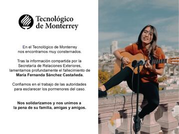 Tec de Monterrey confía se investigue el caso de María Fernanda 