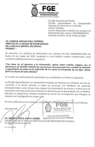 Documento de la Fiscalía