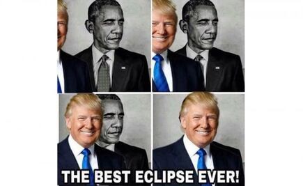 "El mejor eclipse de la historia": Trump comparte meme tapando a Obama