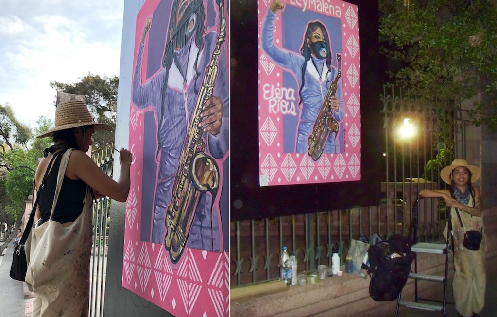 Alix Yolitzin dedica mural a la saxofonista María Elena Ríos