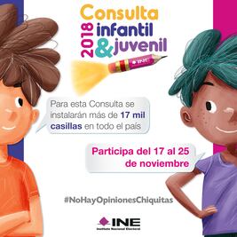 Anuncia INE la Consulta Infantil y Juvenil 2018