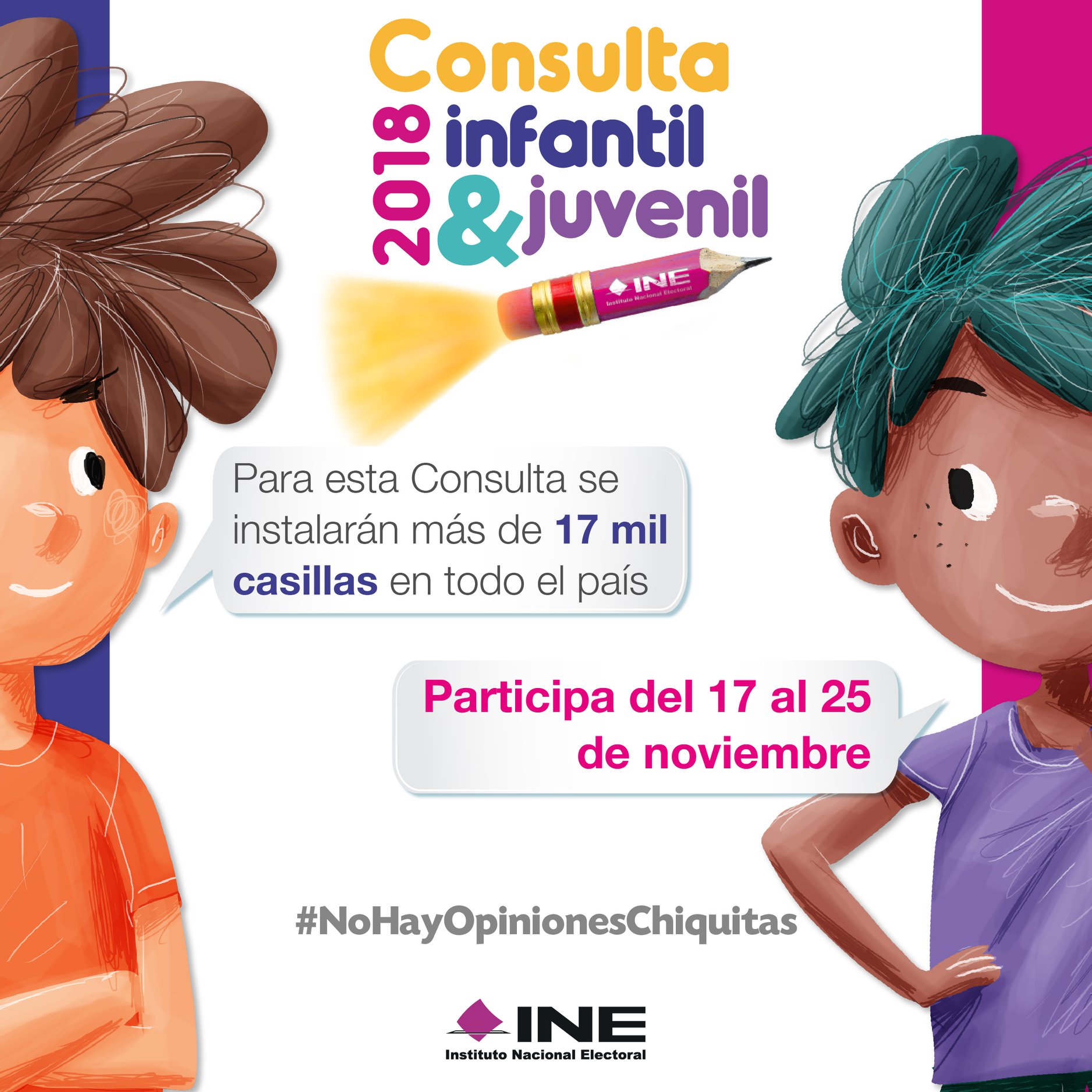 Anuncia INE la Consulta Infantil y Juvenil 2018