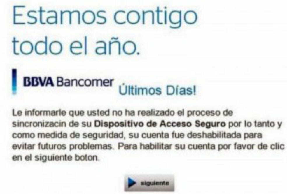 Alerta Condusef de correo falso de Bancomer