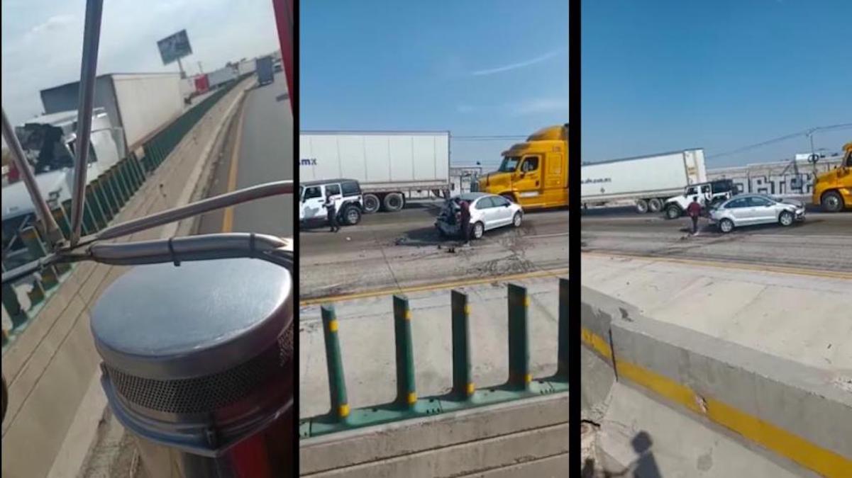 Tráiler sale del camino para evitar tragedia en la autopista México-Querétaro