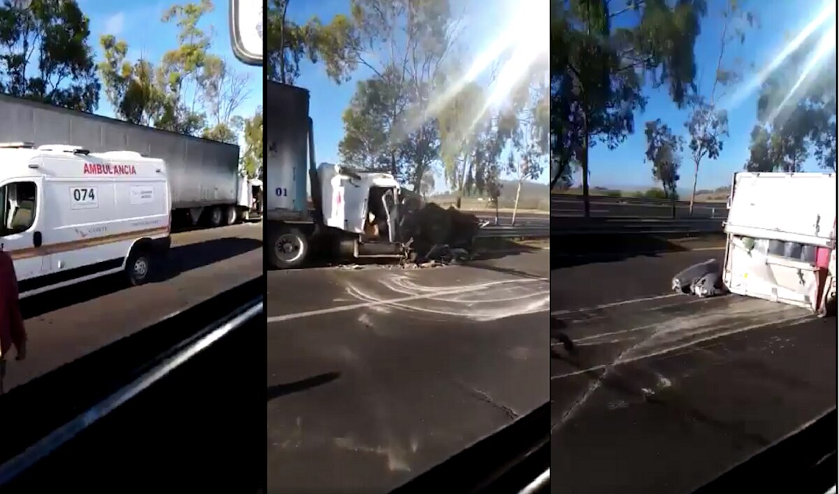 Reportan choque de tráileres en la autopista México-Querétaro 