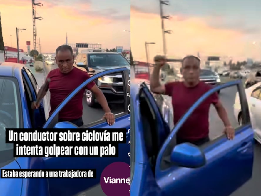 "Un conductor sobre ciclovía me intenta golpear con un palo", denuncia ciclista de Querétaro en redes . FOTO. CAPTURA DE PANTALLA