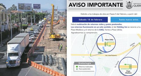 Cambian retornos de automovilistas y pasos peatonales en Paseo 5 de Febrero