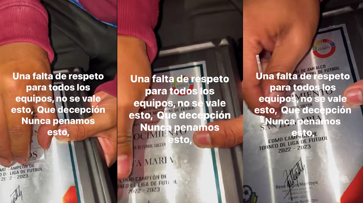 Imprimen nombre equivocado en el trofeo de campeón; ocurrió en torneo de futbol en Querétaro