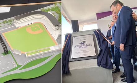 Mauricio Kuri y Pancho Domínguez develan placa del nuevo estadio de beisbol de Querétaro
