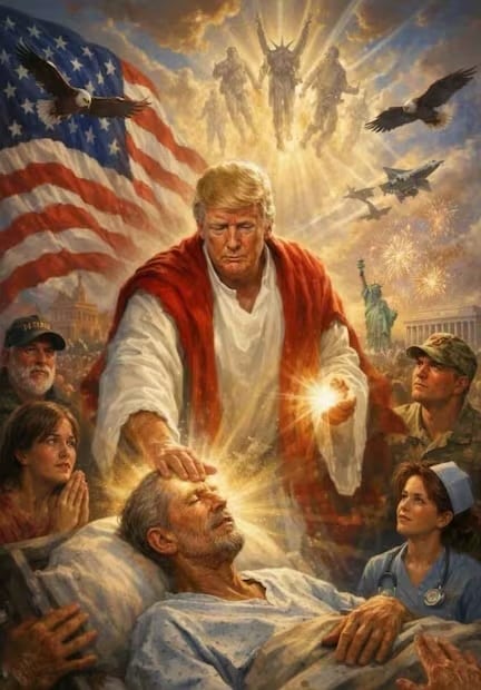 Donald Trump publicó una foto donde utilizó su imagen para ser una imagen religiosa que se asemeja a Jesús. (12/04/26) Foto: Donald Trump