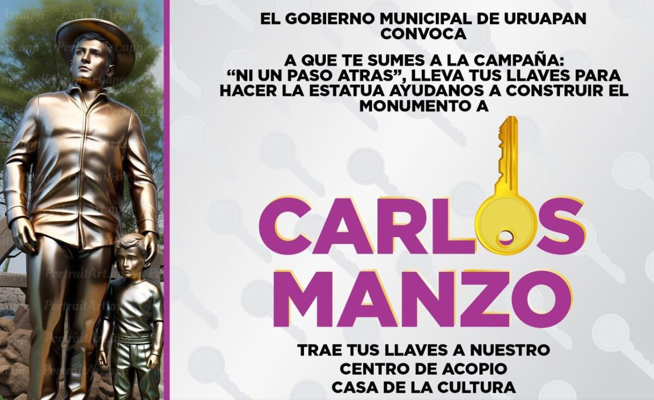 Inicia colecta de llaves para monumento a Carlos Manzo. (Foto: Facebook Uruapan Gobierno Municipal)