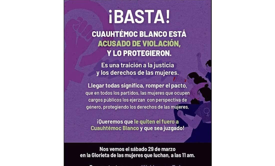 Mujeres se movilizan contra impunidad de Cuauhtémoc Blanco