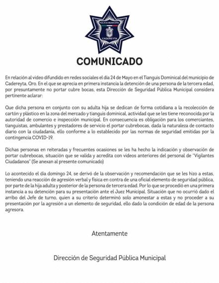 Por no usar cubrebocas, policías someten a mujer de la tercera edad en Cadereyta