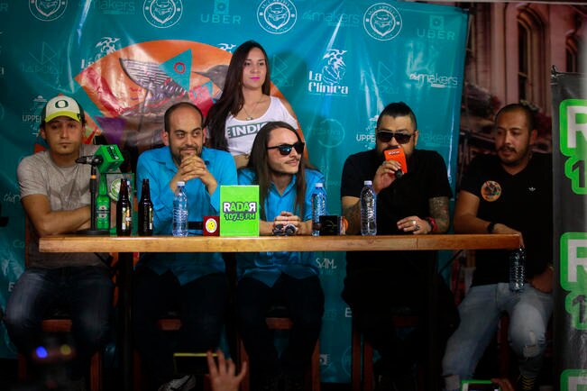 Rueda de prensa en la que se contó con la presencia de Dr. Shenka y Misael, así como Marco y Pablo de Agripación Cariño. / FOTO: ESPECIAL