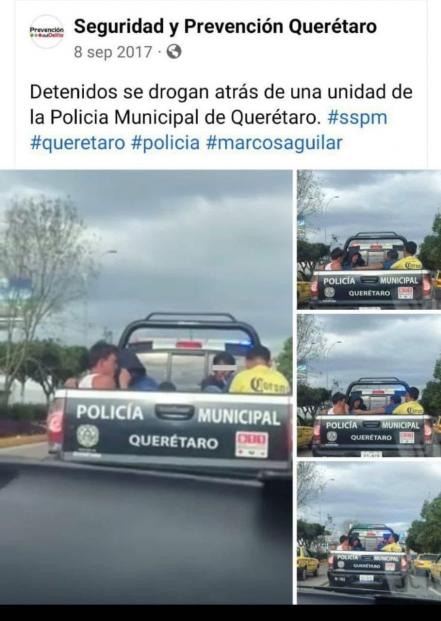 Vuelven a viralizar a sujetos fumando presunta marihuana a bordo de una patrulla en Querétaro