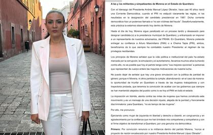 Paloma Arce renuncia a Morena; esperaba ser candidata a la alcaldía de Querétaro