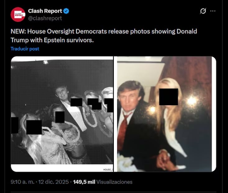 Los demócratas de supervisión de la Cámara de Representantes publican fotos que muestran a Donald Trump con sobrevivientes de Epstein. Foto: captura de pantalla