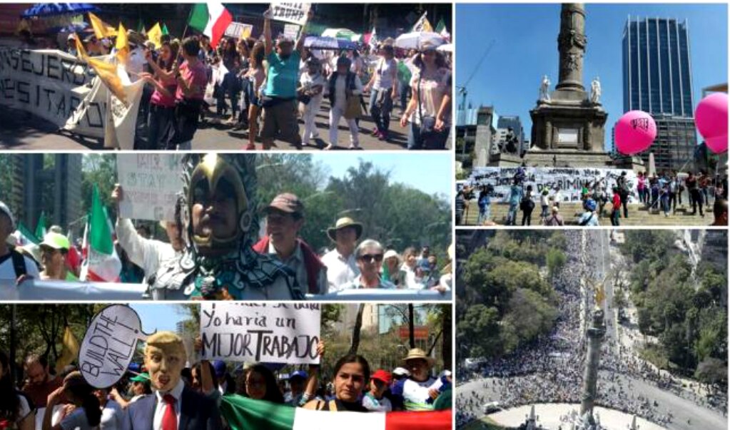 Dos marchas contra Trump se llevan a cabo en CDMX