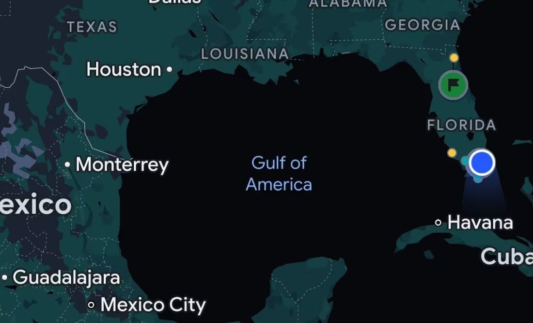 El Golfo de México ya se llama Golfo de América en Google Maps (10/02/2025). Foto: Captura de pantalla