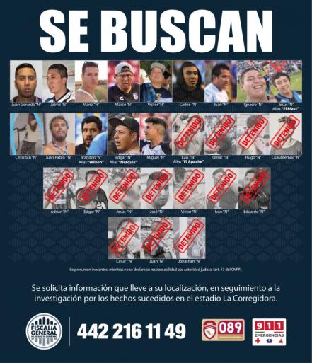 Fiscalía de Querétaro busca a los presuntos agresores del estadio Corregidora 