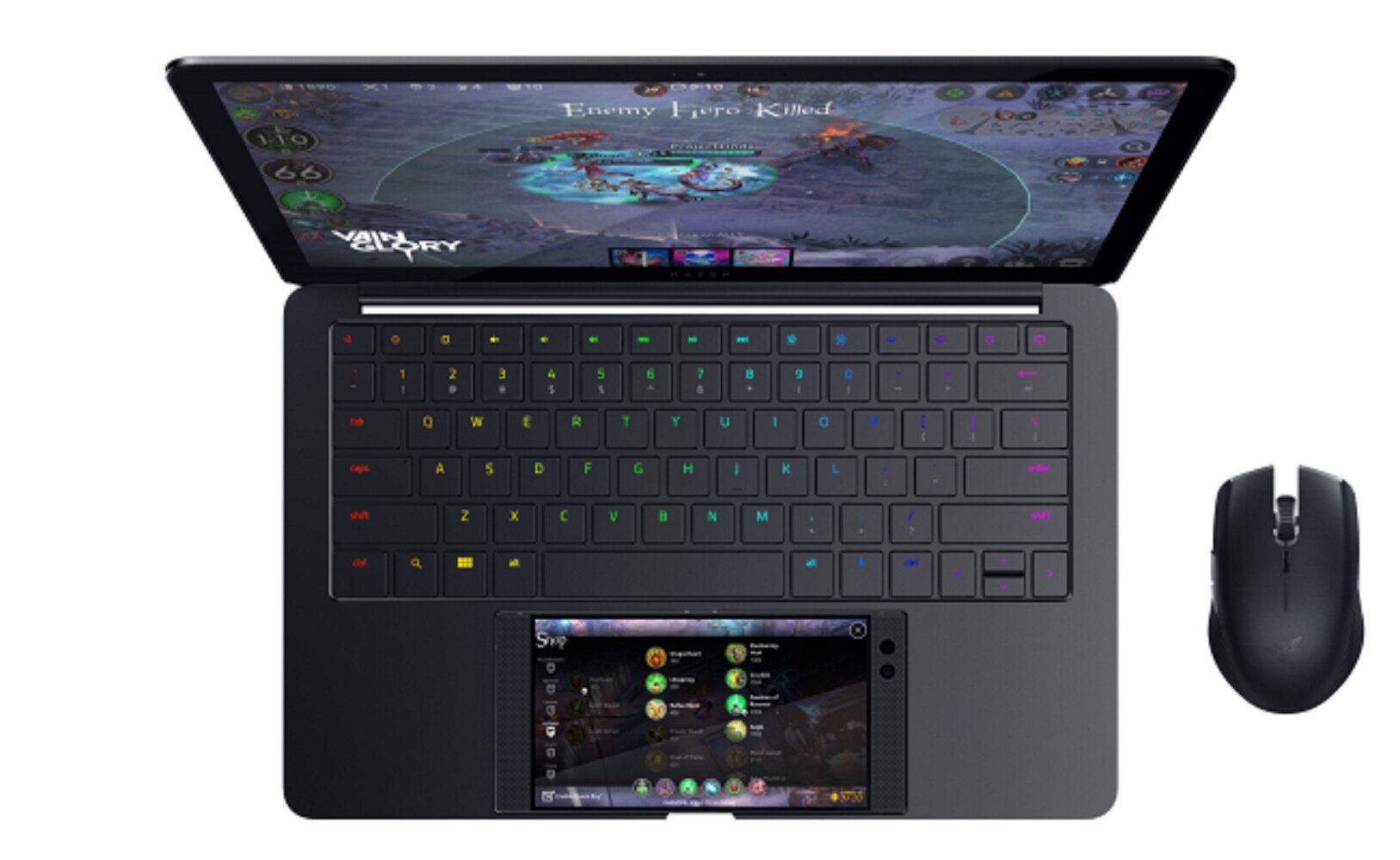 Razer une una laptop y una teléfono Android