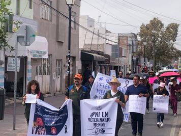 Veterinarios marchan en Querétaro; exigen justicia para Héctor Hernández Cañas