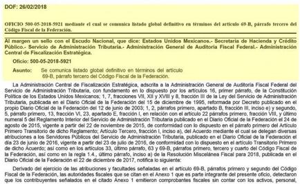 SAT: en lista negra, empresa que compró lote a Anaya