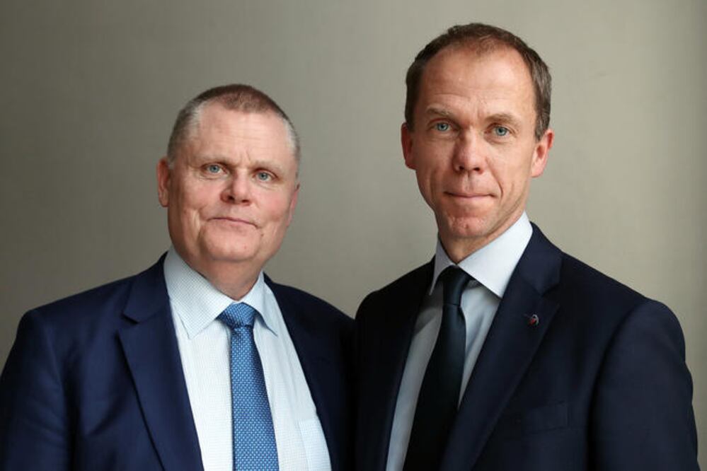 Johan Haeggman y Mathias Carlbaum, directivos de Scania, consideran que el TLCAN seguirá adelante, por lo que las expectativas de ventas son positivas. (JUAN CARLOS REYES. EL UNIVERSAL)