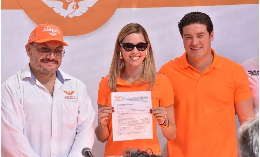 Mariana Rodríguez se registra como candidata a la alcaldía de Monterrey por MC. Foto: Emilio Vázquez/ EL UNIVERSAL