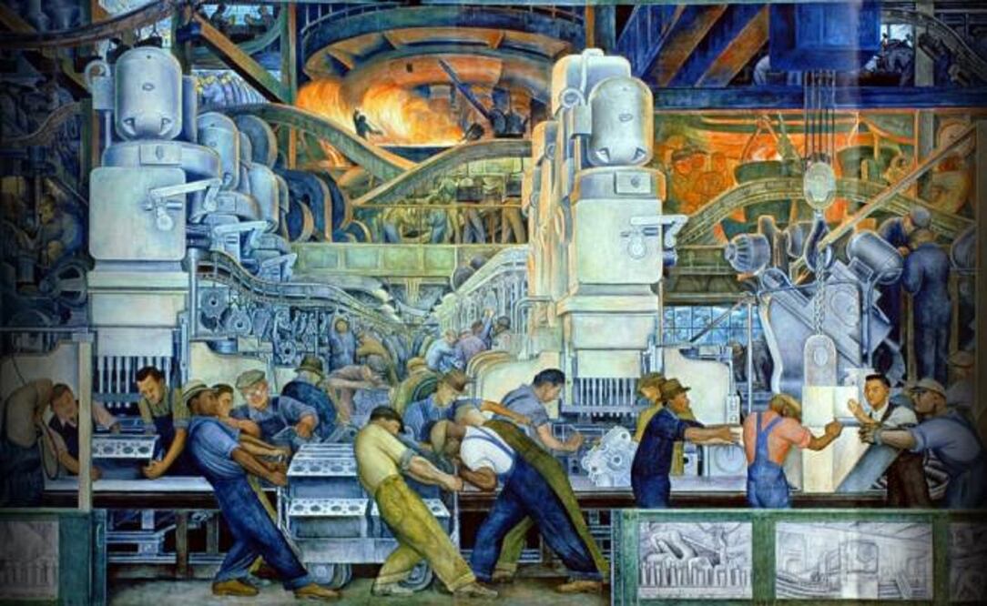 Muralas industriales que Diego Rivera pintó para Edsel Ford, en Detroit. (Foto: Archivo El Universal)