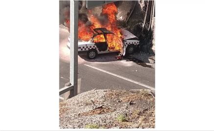 Chofer muere calcinado dentro de su taxi en la México-Querétaro