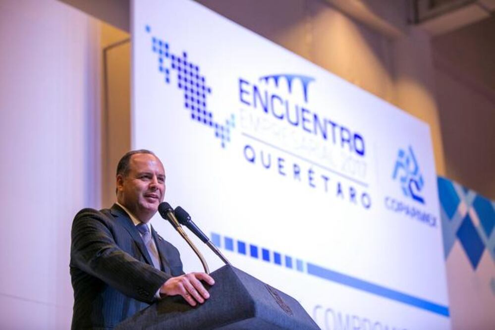 Gustavo de Hoyos, presidente nacional de la Confederación de la República Mexicana durante su participación en el Encuentro Empresarial 2017. (ESPECIAL)